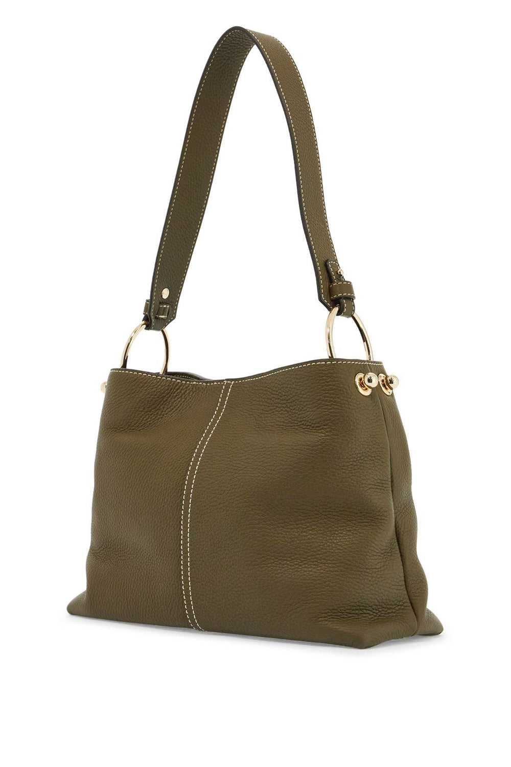 khaki leather hobo bag with adjustable strap-1