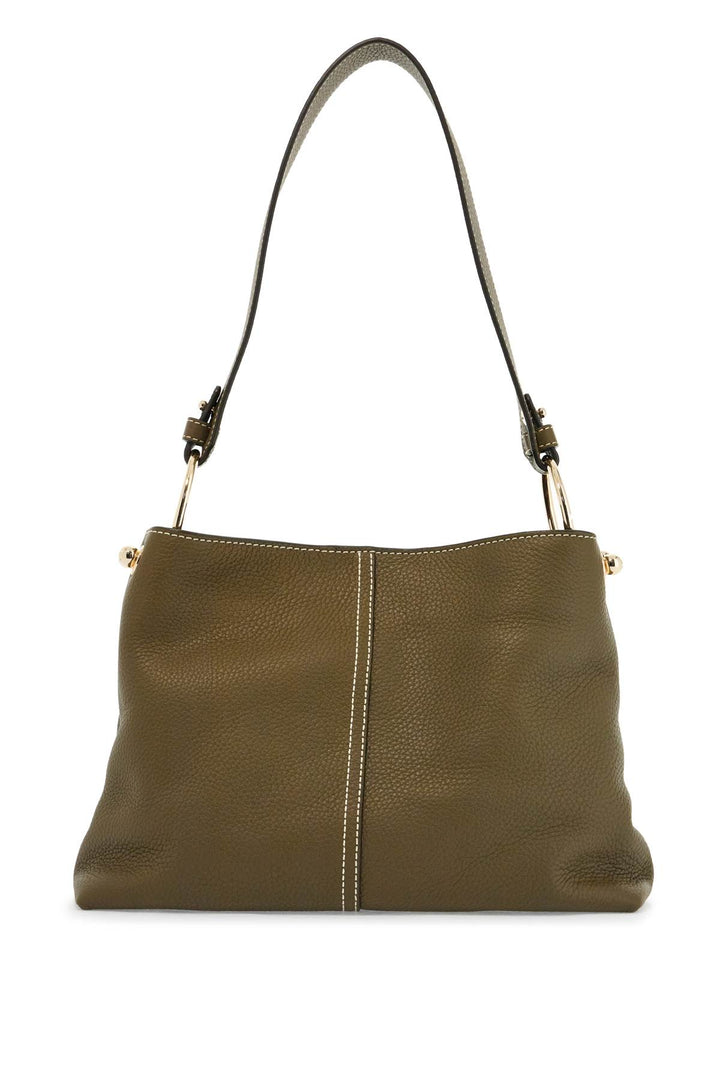 khaki leather hobo bag with adjustable strap-0