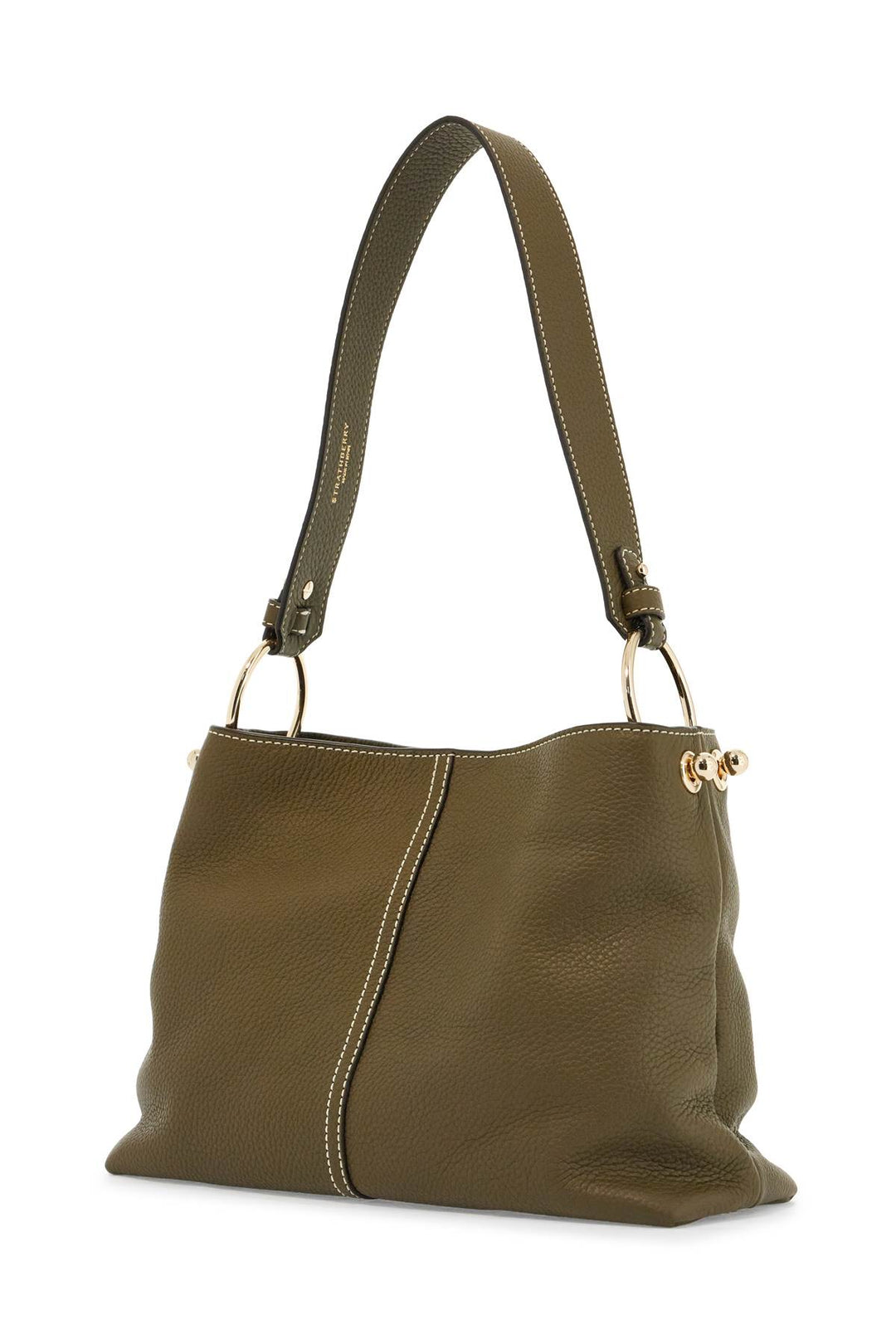 khaki leather hobo bag with adjustable strap-2