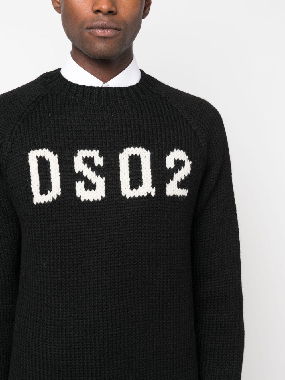 DSQUARED2 logo intarsia-knit wool jumper-9