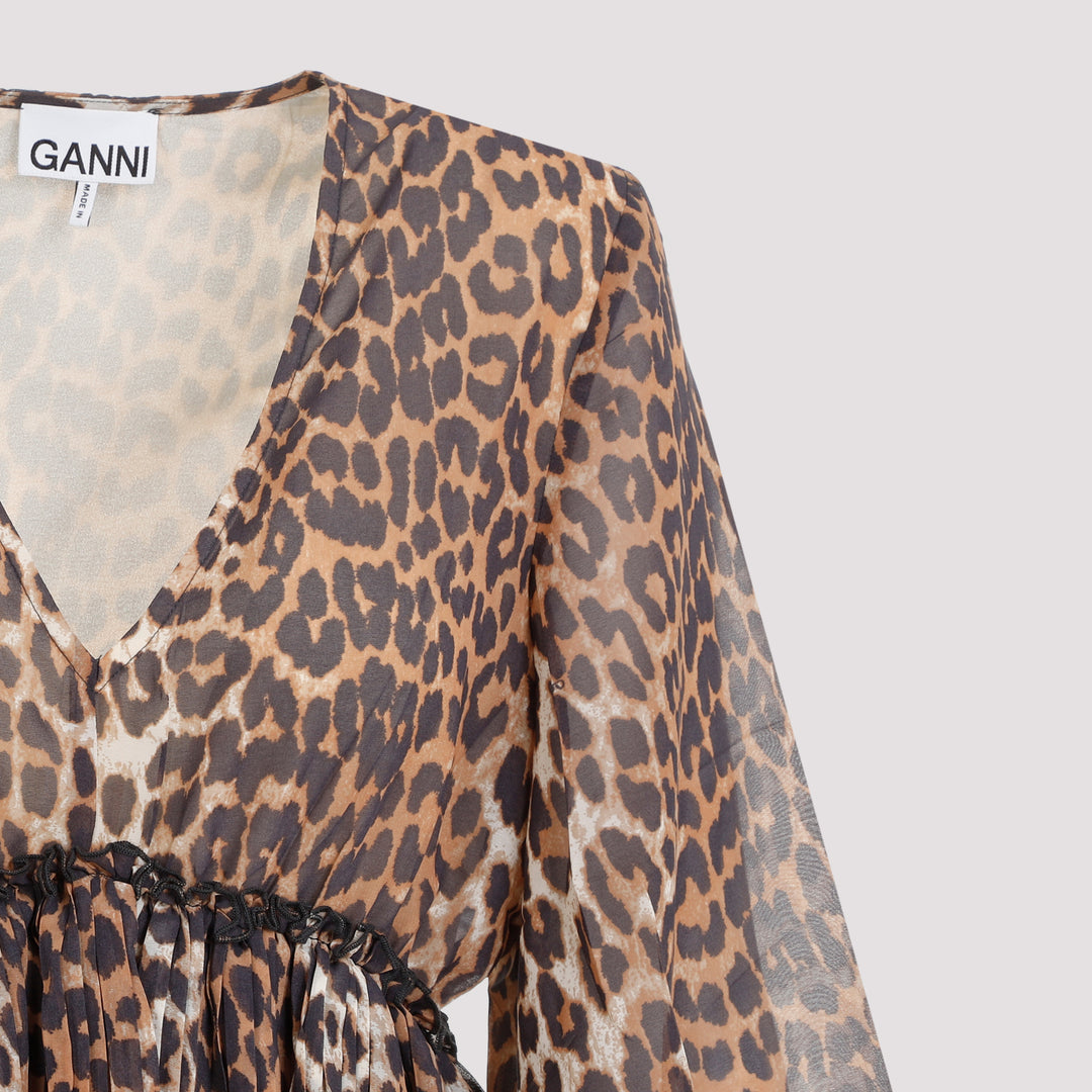 Animalier Pleated V-Neck Blouse-4