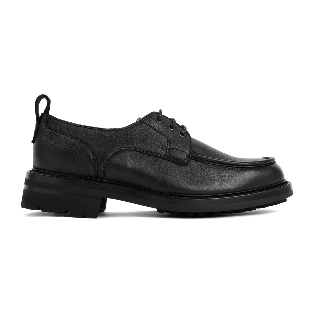 Black Grained Leather Derbies-1