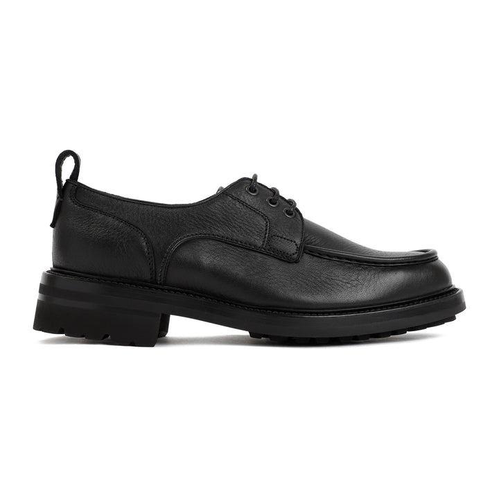 Black Grained Leather Derbies-1