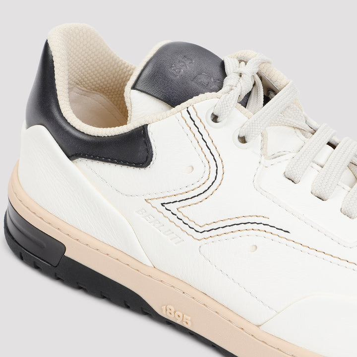 White Playoff Deer Leather Sneakers-5