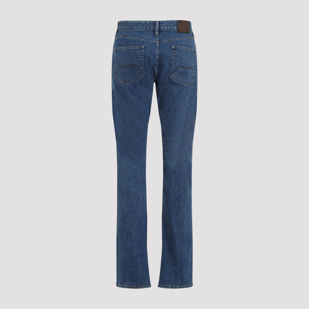 Blue Slim Cotton Jeans-3