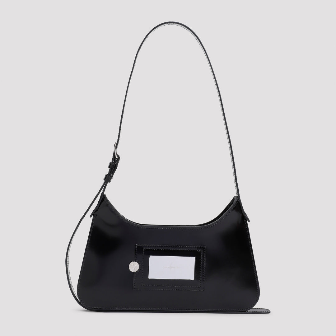 Black Platt Mini Patent Calf Leather Shoulder Bag-3