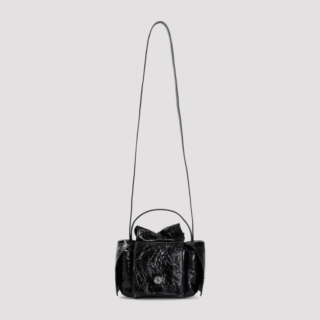 Black Multipocket Mini Lamb Leather Shoulder Bag-3