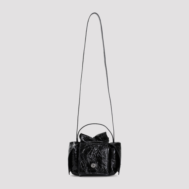 Black Multipocket Mini Lamb Leather Shoulder Bag-3