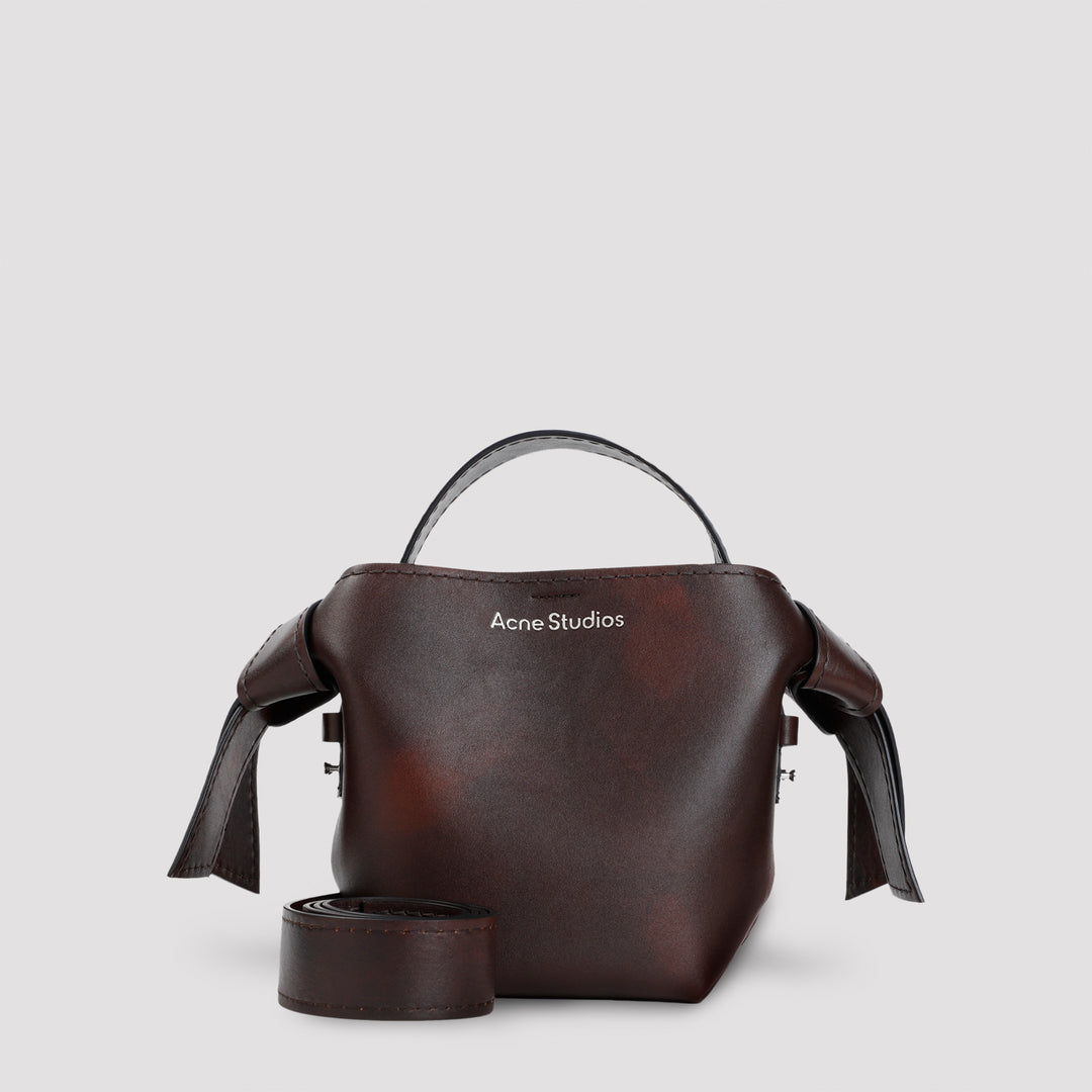 Dark Brown Musubi Mini Calf Leather Handbag-0