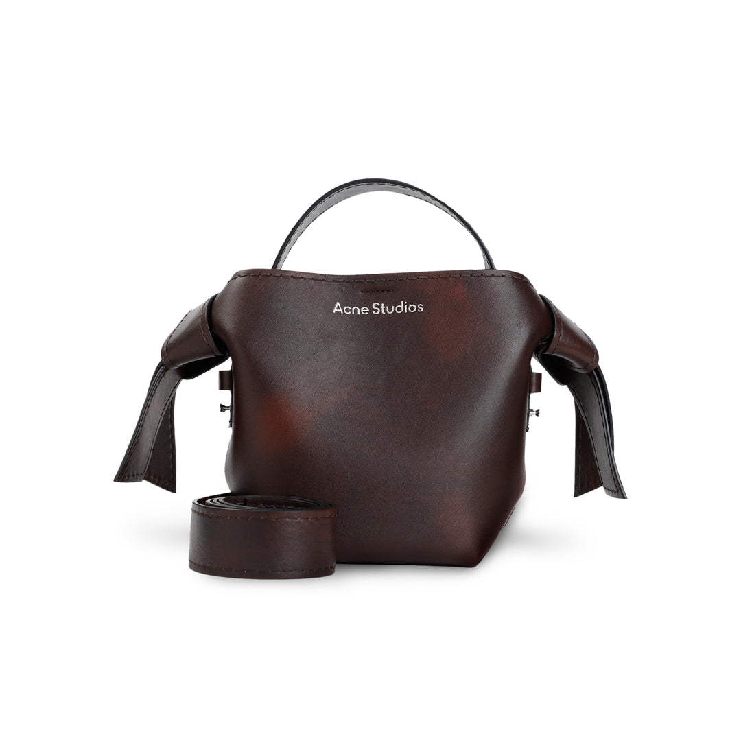 Dark Brown Musubi Mini Calf Leather Handbag-1