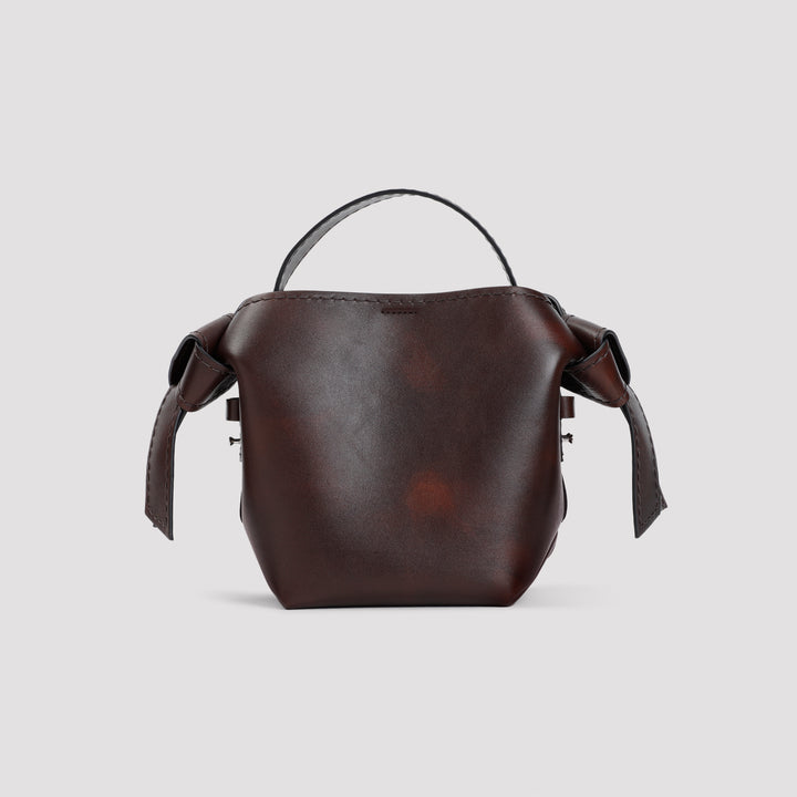 Dark Brown Musubi Mini Calf Leather Handbag-3