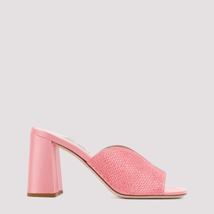 Geranio Pink Satin Sandals-0