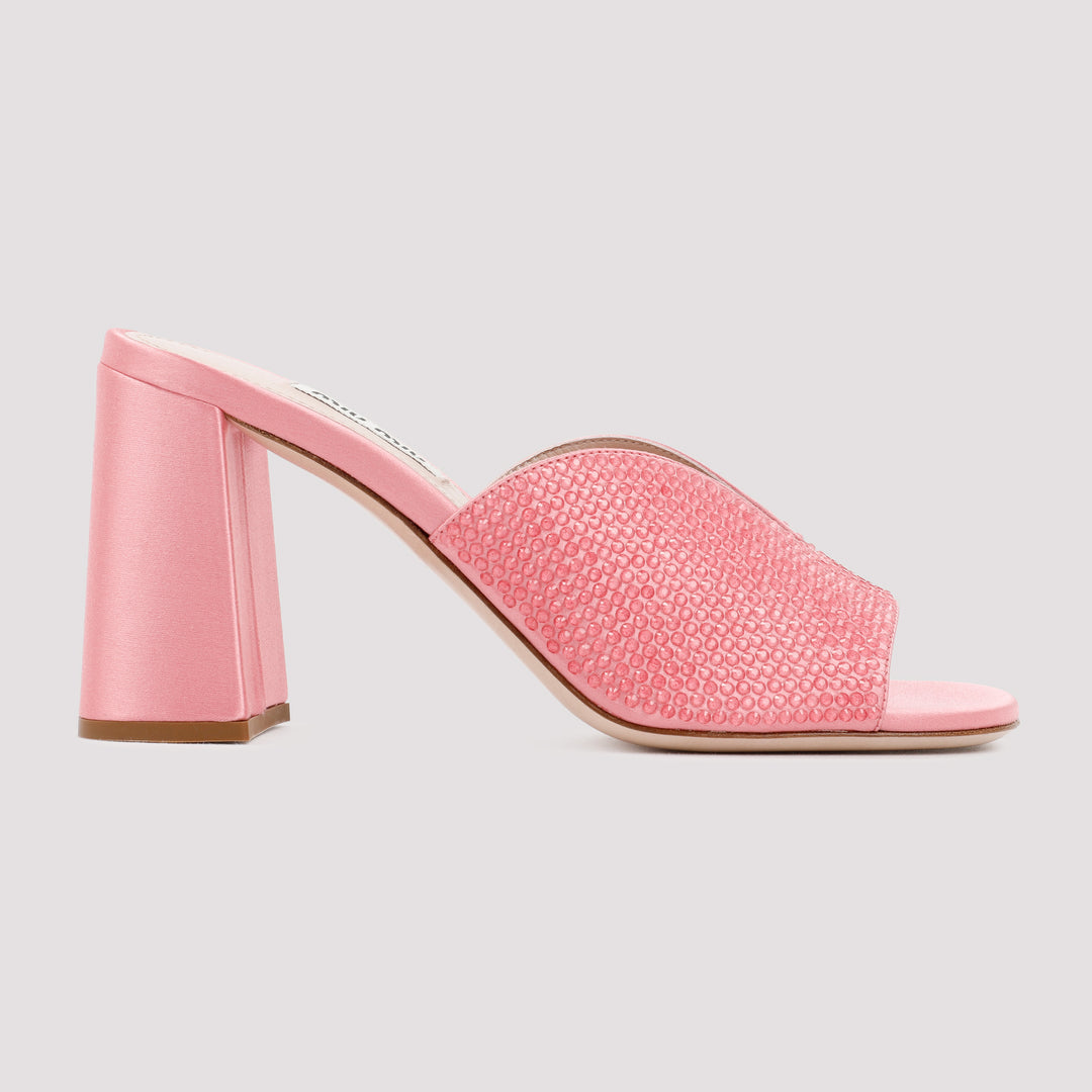 Geranio Pink Satin Sandals-2