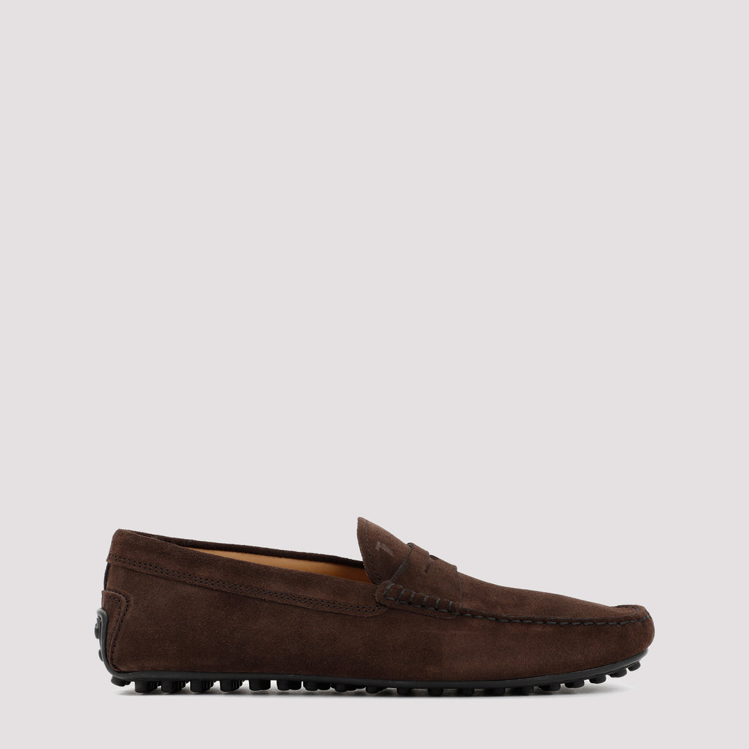 Brown Suede Gommino Penny Loafers-0