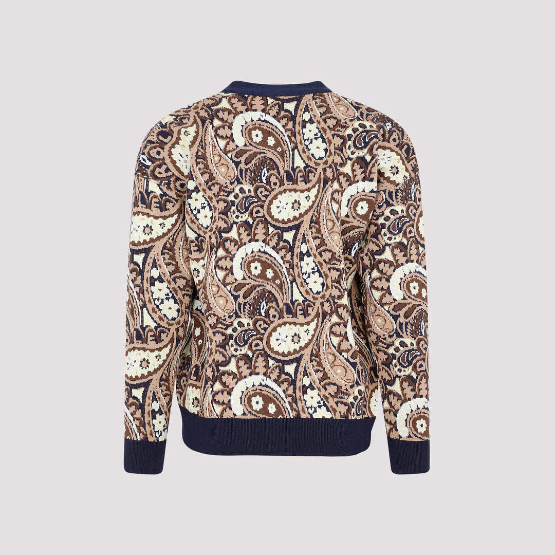 Navy Le Cardigan Paisley Organic Cotton Sweater-3