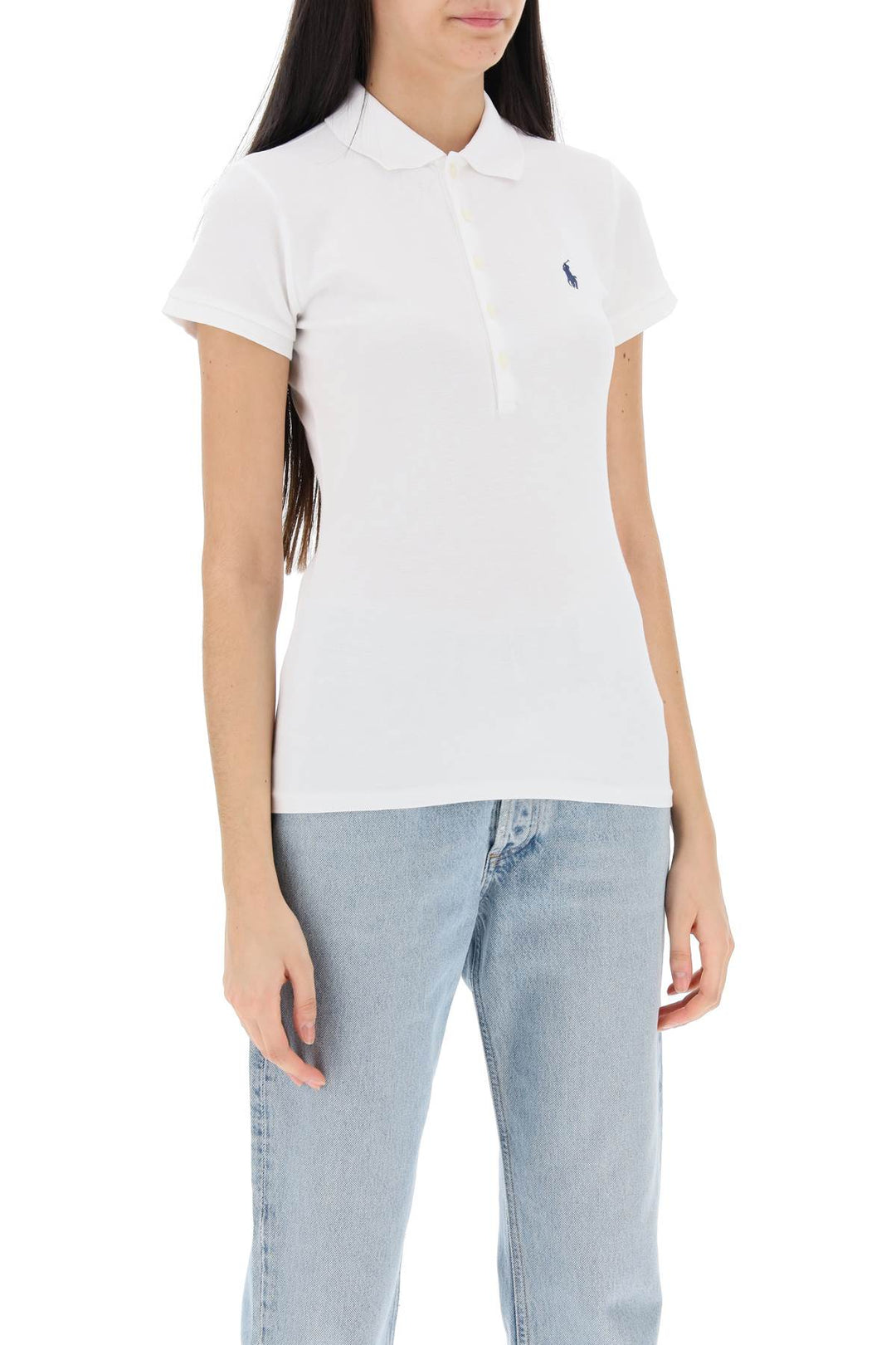 julie slim fit five button polo shirt-1