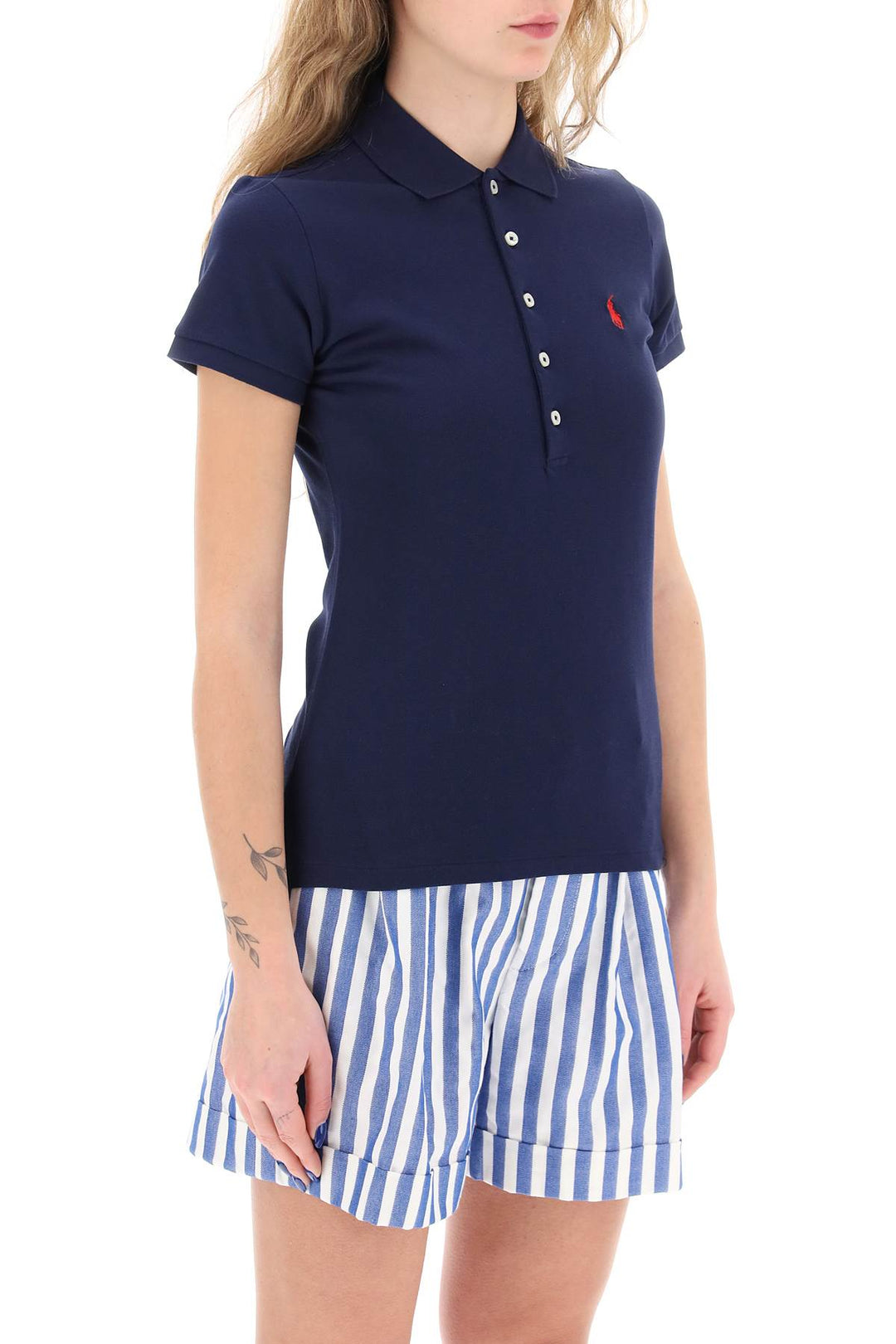 julie slim fit five button polo shirt-1