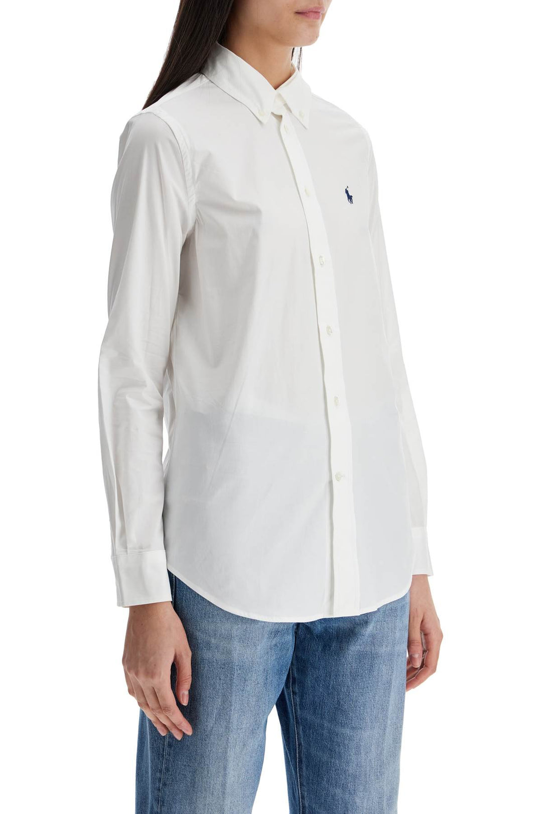 white slim fit cotton shirt for women with long sleeves-1