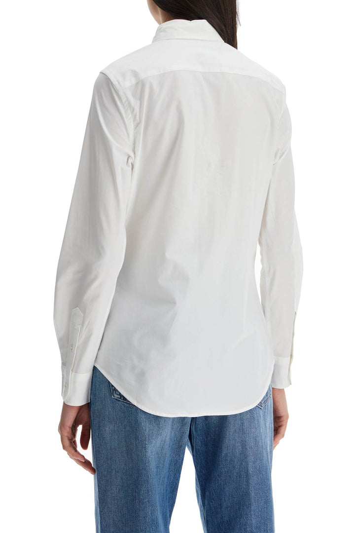 white slim fit cotton shirt for women with long sleeves-2