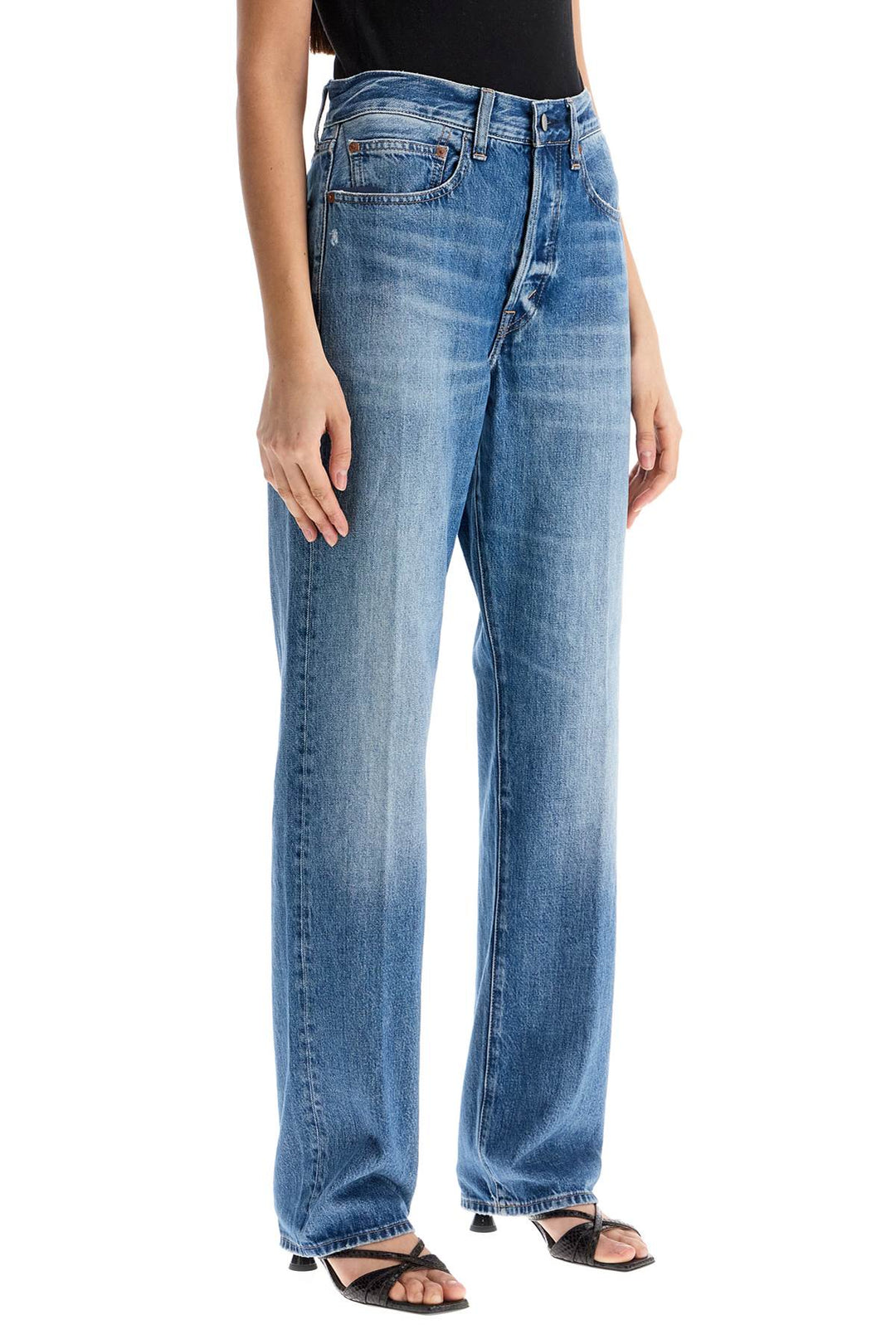 light blue high-waisted straight women's jeans-1