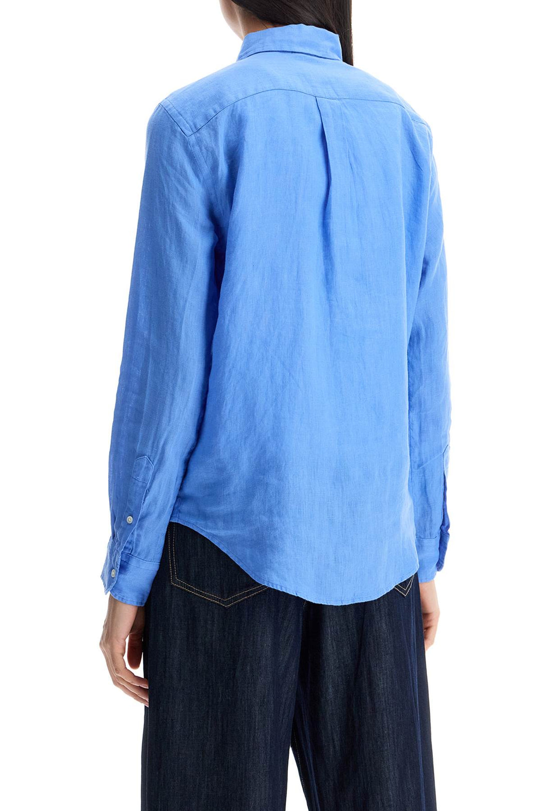 long sleeve linen shirt harbor island blue for women-2