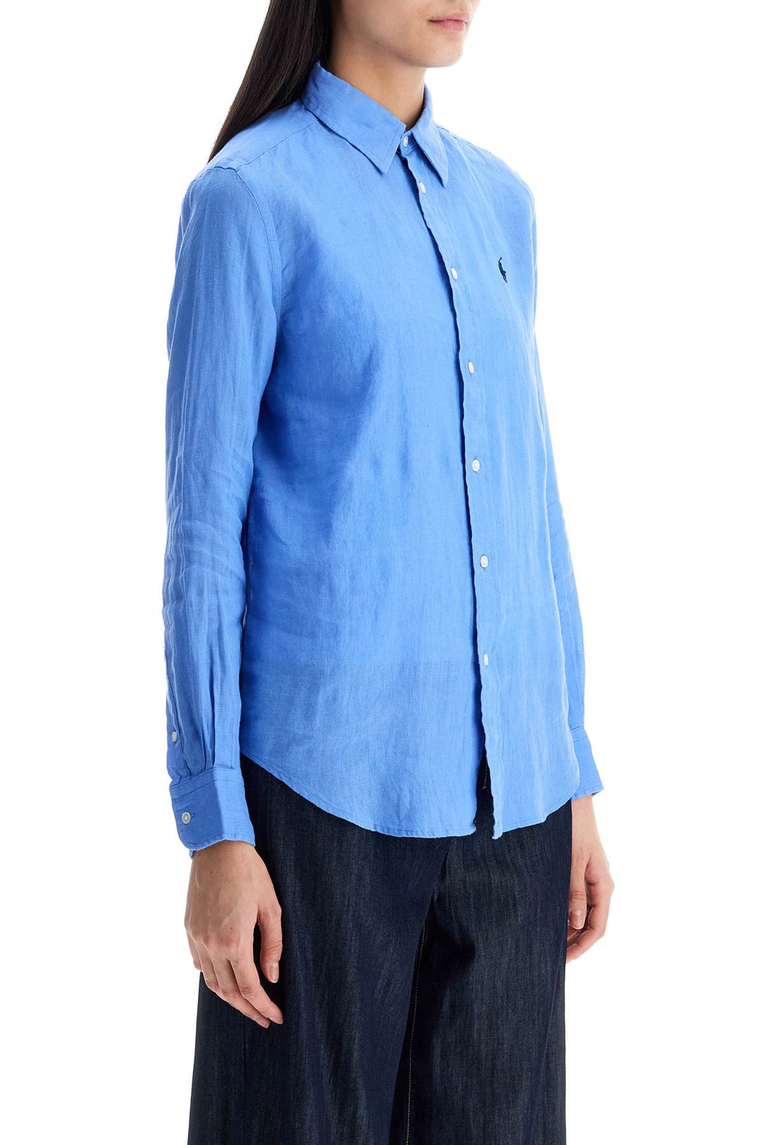 long sleeve linen shirt harbor island blue for women-1