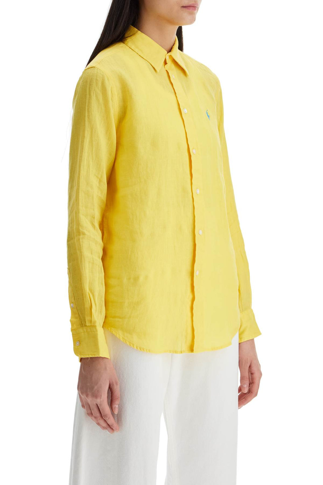 long sleeve linen shirt yellow-1