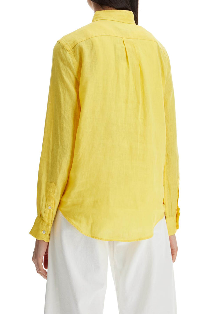 long sleeve linen shirt yellow-2