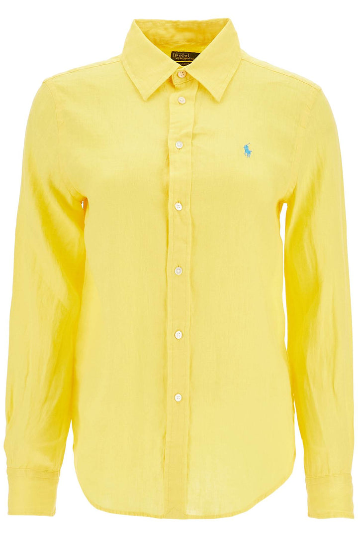 long sleeve linen shirt yellow-0