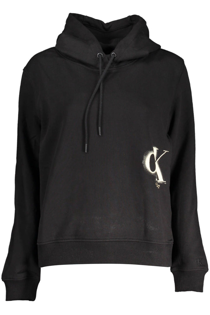 Elegant Black Logo Hooded Sweatshirt