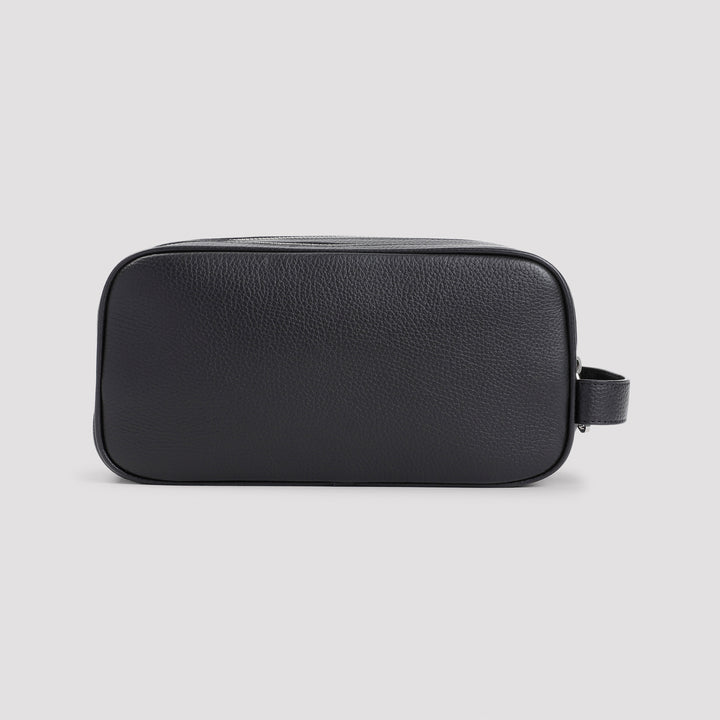 Black Bovine Leather Washbag-3