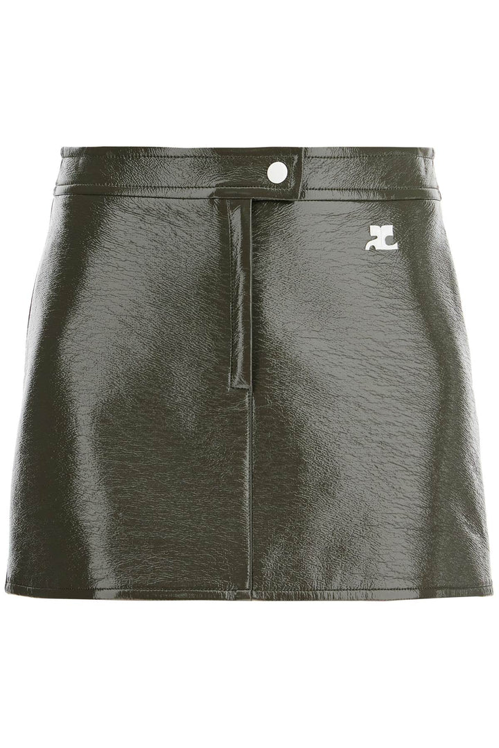 coated cotton mini skirt-0