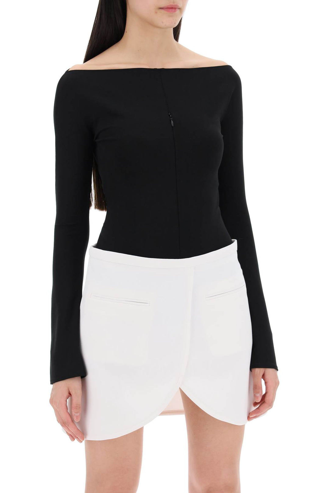 "invisible front zip bodycon dress"-1