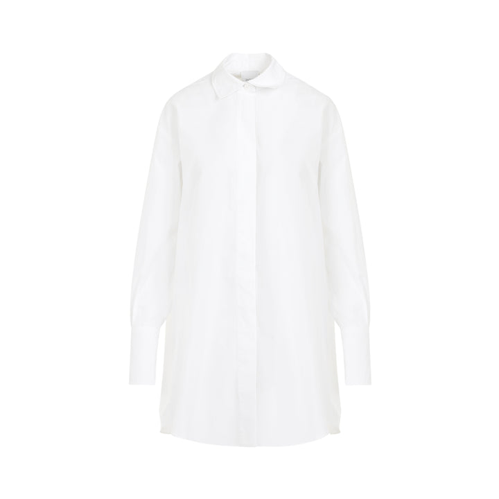 White Cotton Mini Shirt Dress-1