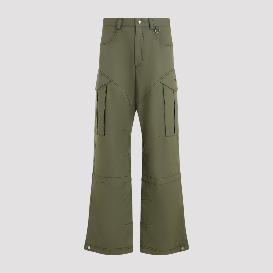 Army Green Cotton Straight Cargo Pant-0