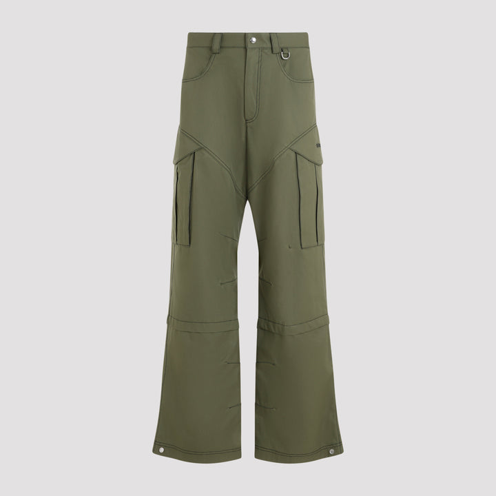 Army Green Cotton Straight Cargo Pant-0