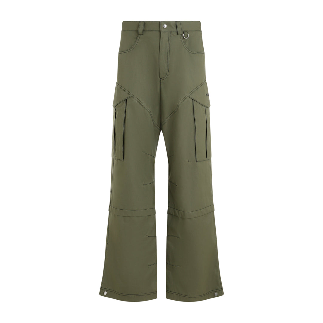 Army Green Cotton Straight Cargo Pant-1