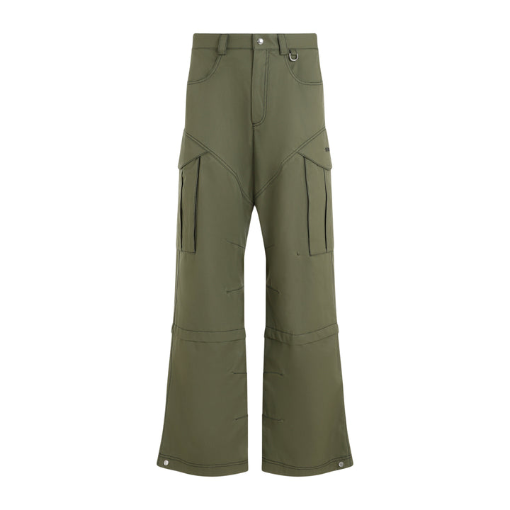 Army Green Cotton Straight Cargo Pant-1