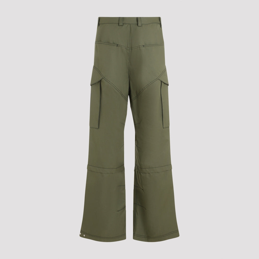 Army Green Cotton Straight Cargo Pant-3