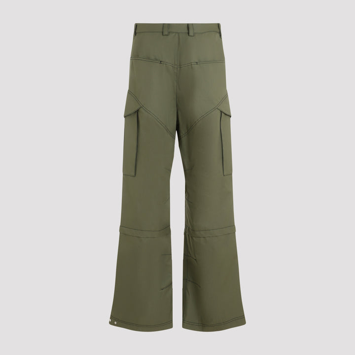 Army Green Cotton Straight Cargo Pant-3