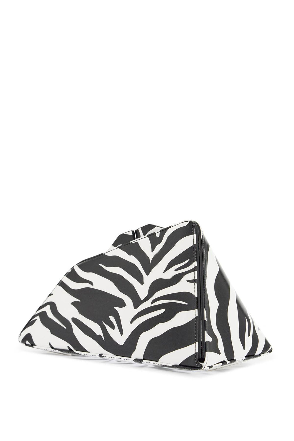 black and white zebra print calfskin clutch with zip-1