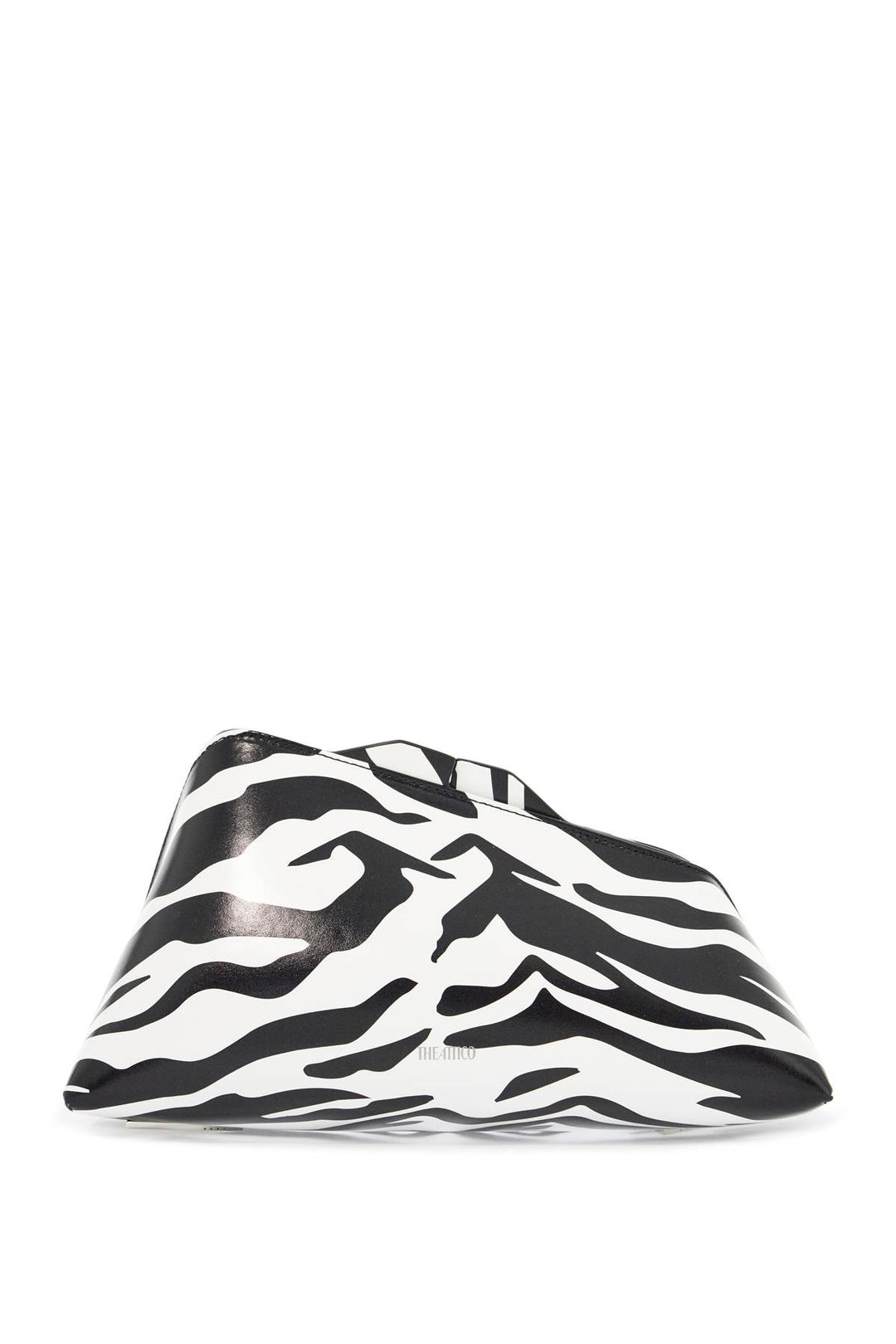 black and white zebra print calfskin clutch with zip-0