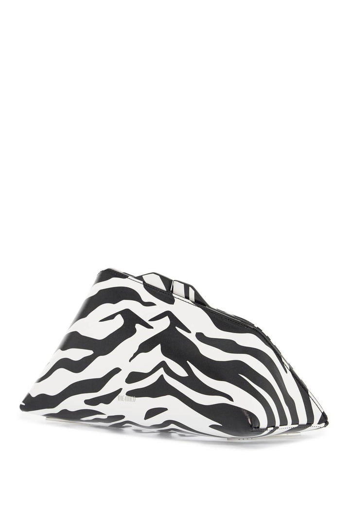 black and white zebra print calfskin clutch with zip-2