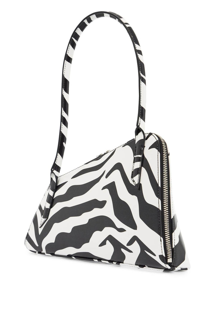 borsa a spalla triangolare animalier bianco e nero-1