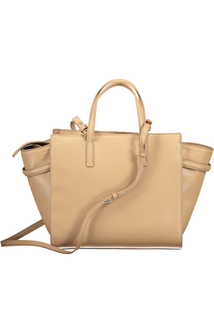 Chic Beige Handbag with Contrasting Details