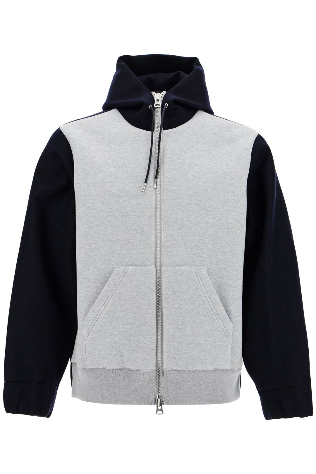 bicolor sweatshirt with zip and hood-0