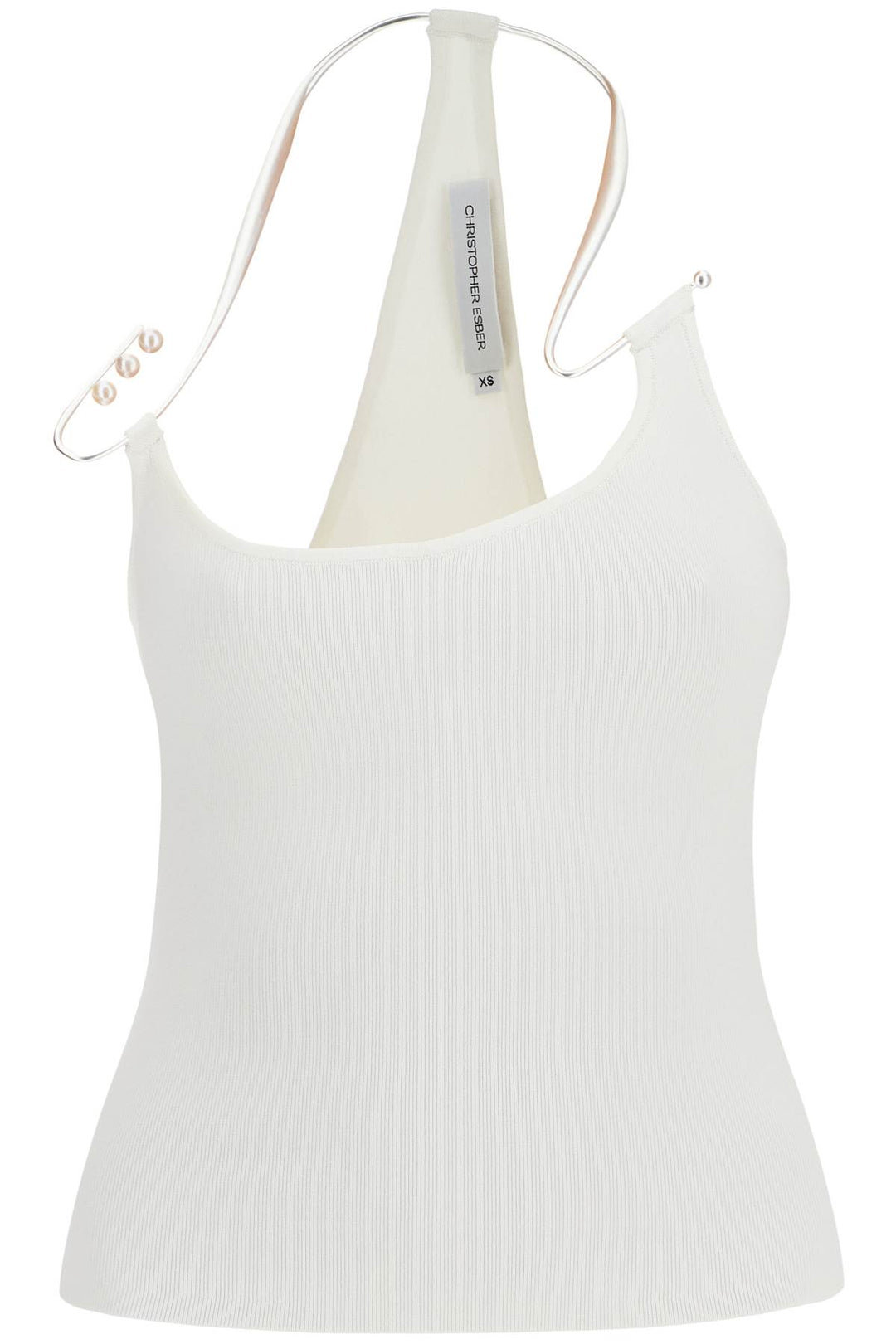 white viscose top with pearl and v-neck-0