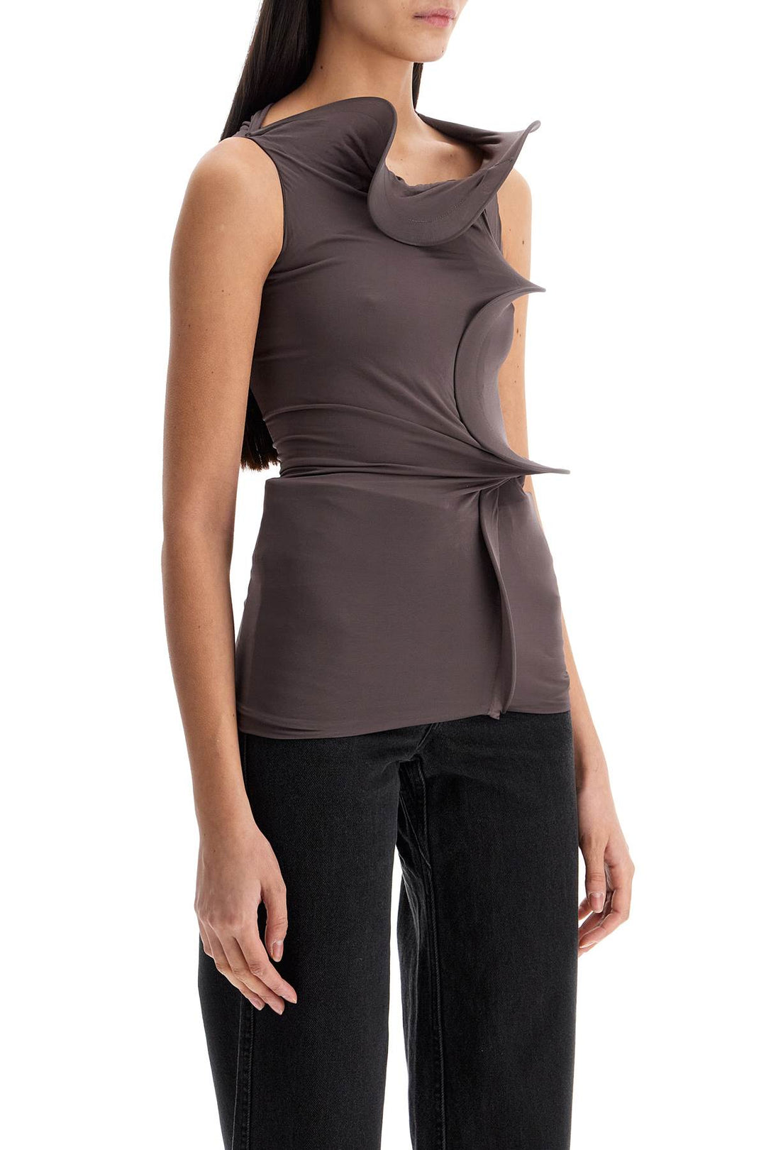 smoke gray viscose tank top with wide neckline-1