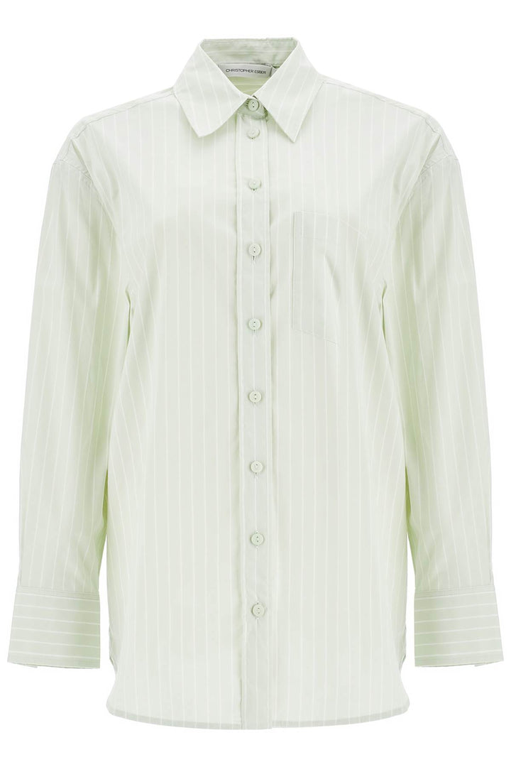 mint green cotton shirt with white stripes-0