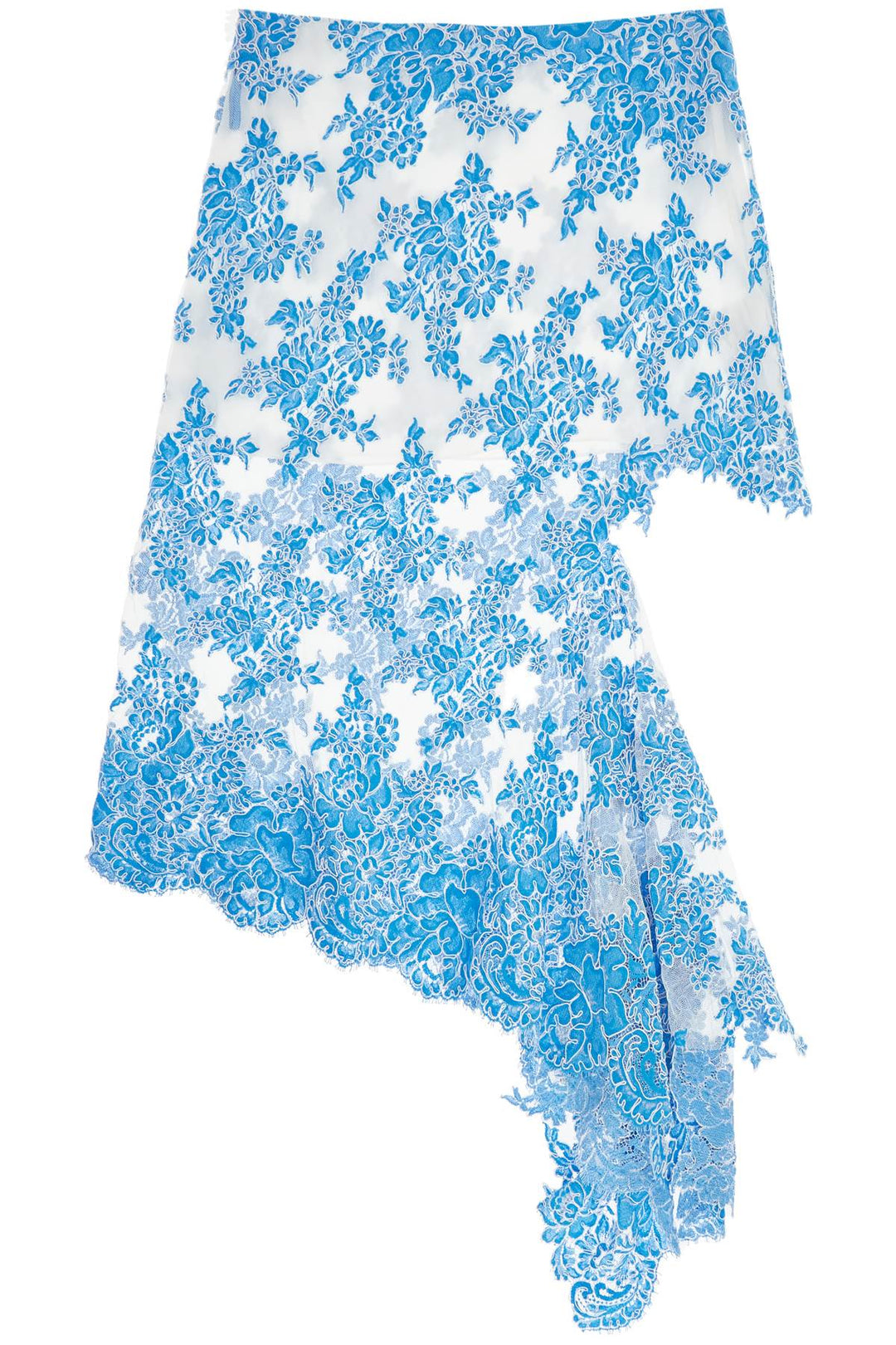 asymmetrical blue floral cotton lace skirt-0